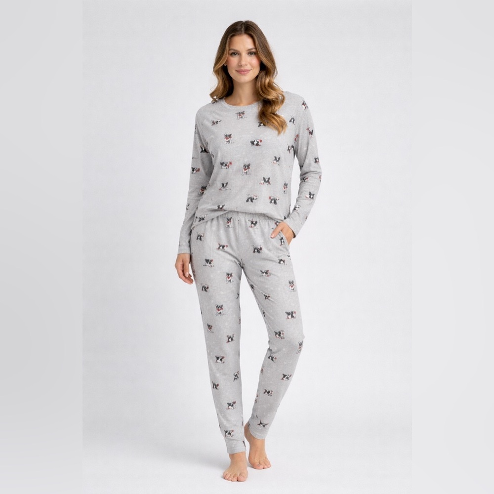 ARDENE - Ultra Soft - Gray Pajamas with Dog Puppy Print - Picture 1 of 10
